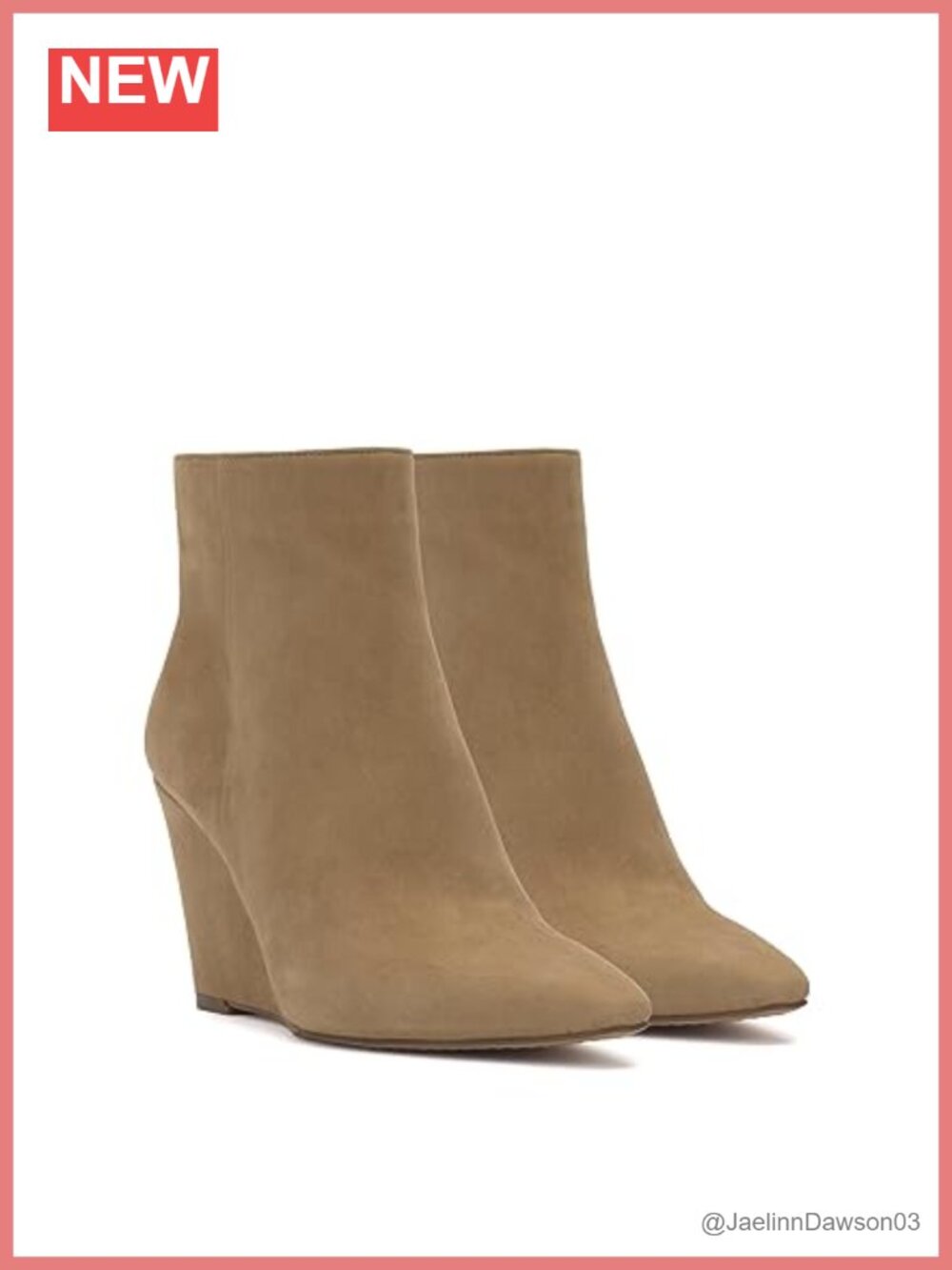Suede Ankle Bootie with Pointed Toe and Wedge Heel